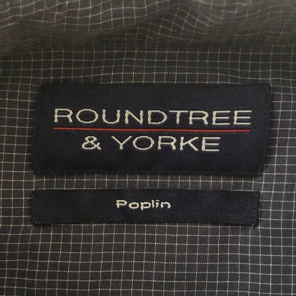 Roundtree and Yorke Poplin Men L Blue-Grey Long Sleeve Button Down Shirt - Picture 2 of 7